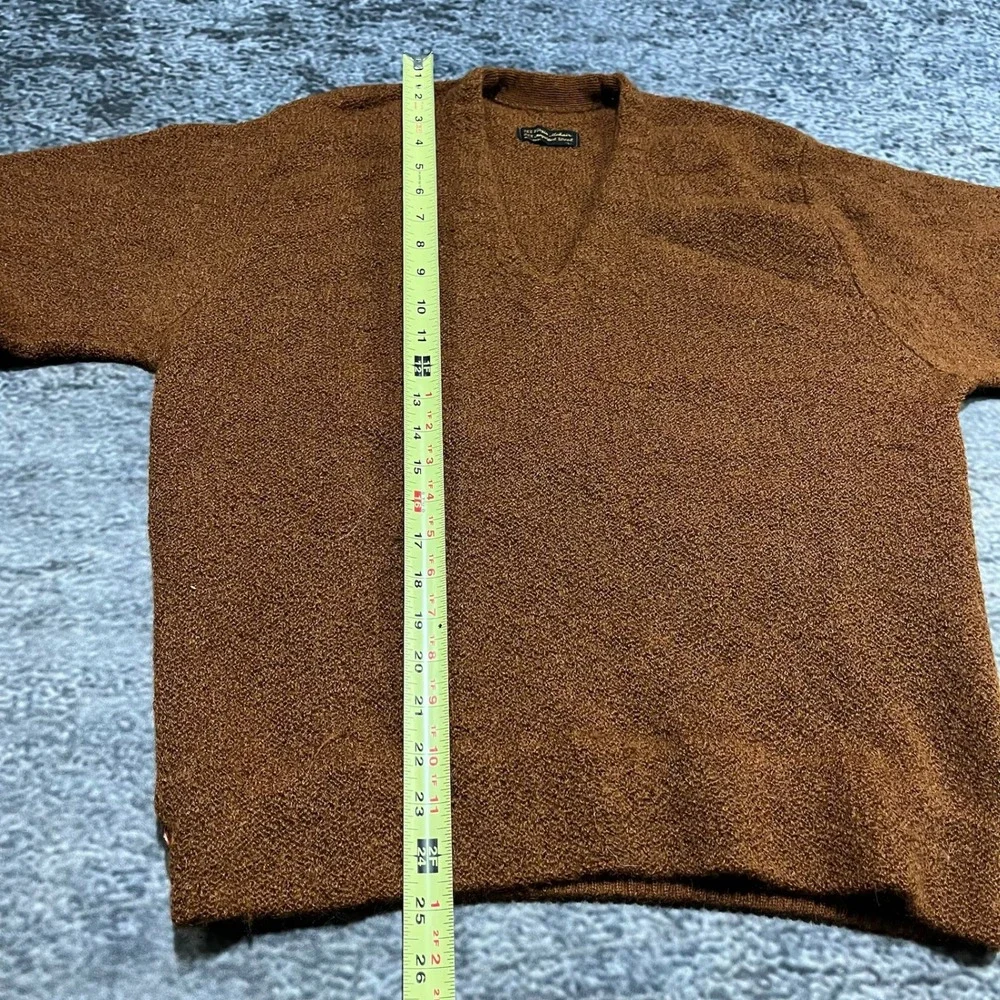 Vintage 70s 80s Mohair Wool Cardigan Sweater‎ Large Burnt Orange Grandpa Casual